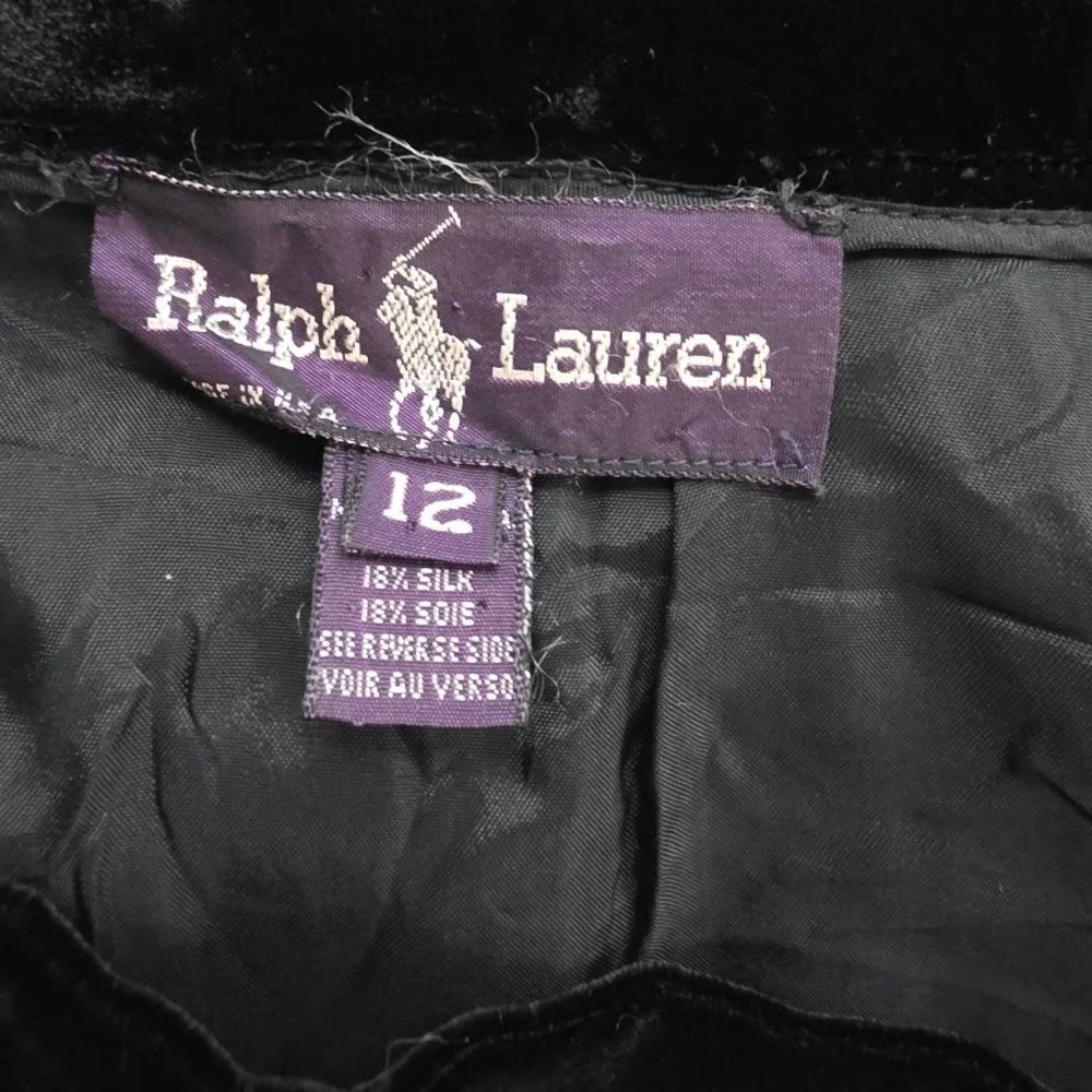 Ralph Lauren‎ Black Velvet Midi Skirt Purple Label  12